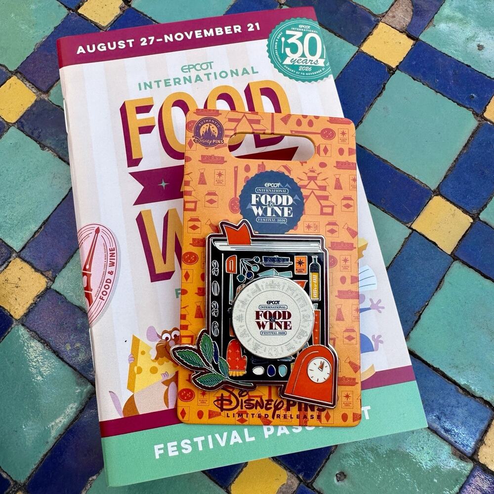 2026 Disney Parks Epcot Food & Wine Recipe Book Pin LR